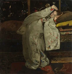 Pige i en hvid Kimono